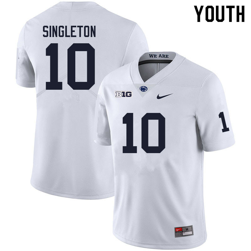 Youth #10 Nicholas Singleton Penn State Nittany Lions College Football Jerseys Sale-White